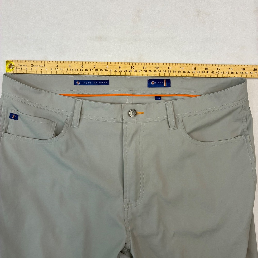 Stitch Golf Pants Mens 38x32 Gray Performance Stretch 5-Pocket Trousers